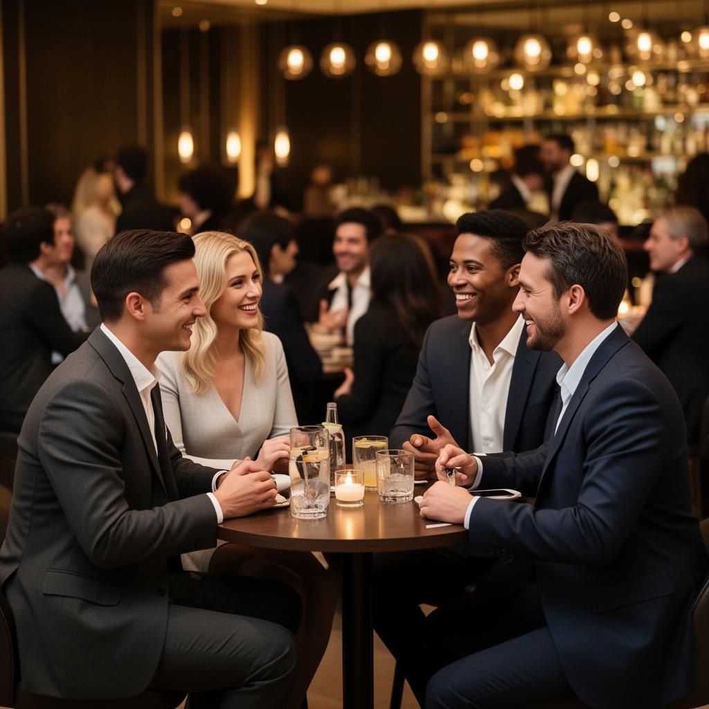 A professional social gathering with speed dating vibes